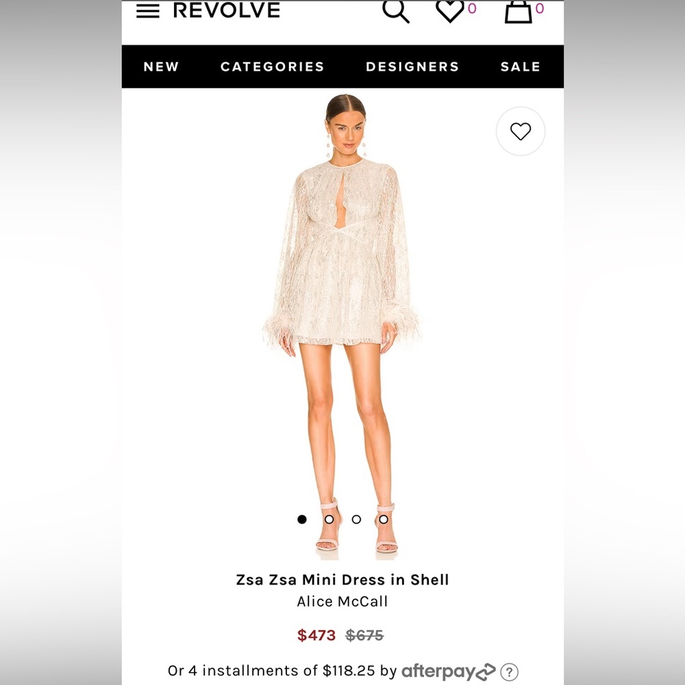 Alice McCall Shell Zsa Zsa Mini Dress with Feather Trim